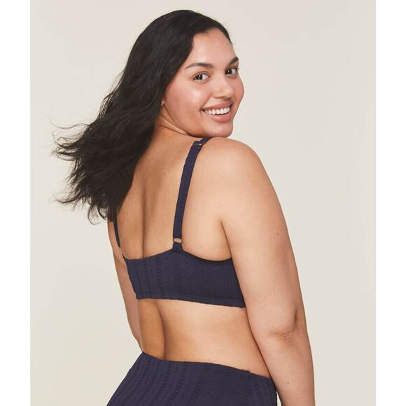 Andie The Belmar Bikini Top In Navy Eyelet XS NWT - Picture 5 of 5